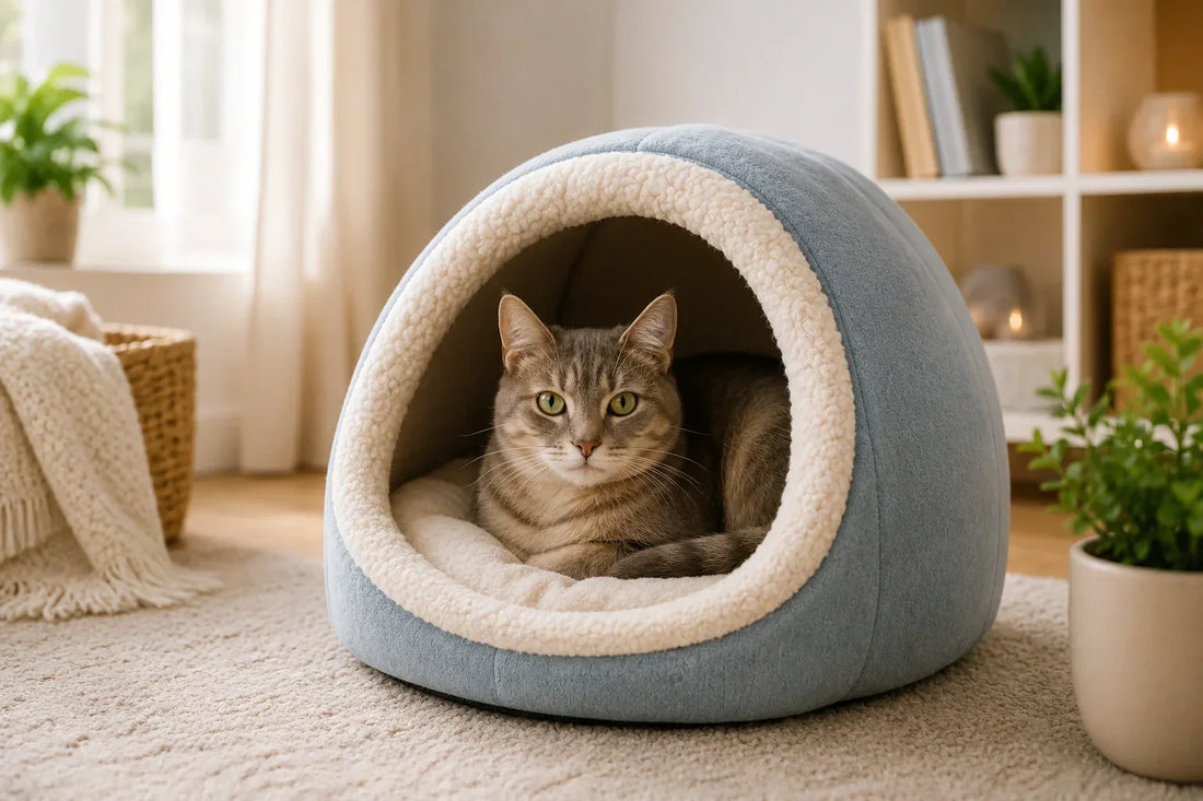 Best cat cave bed for indoor cats in a cozy safe home