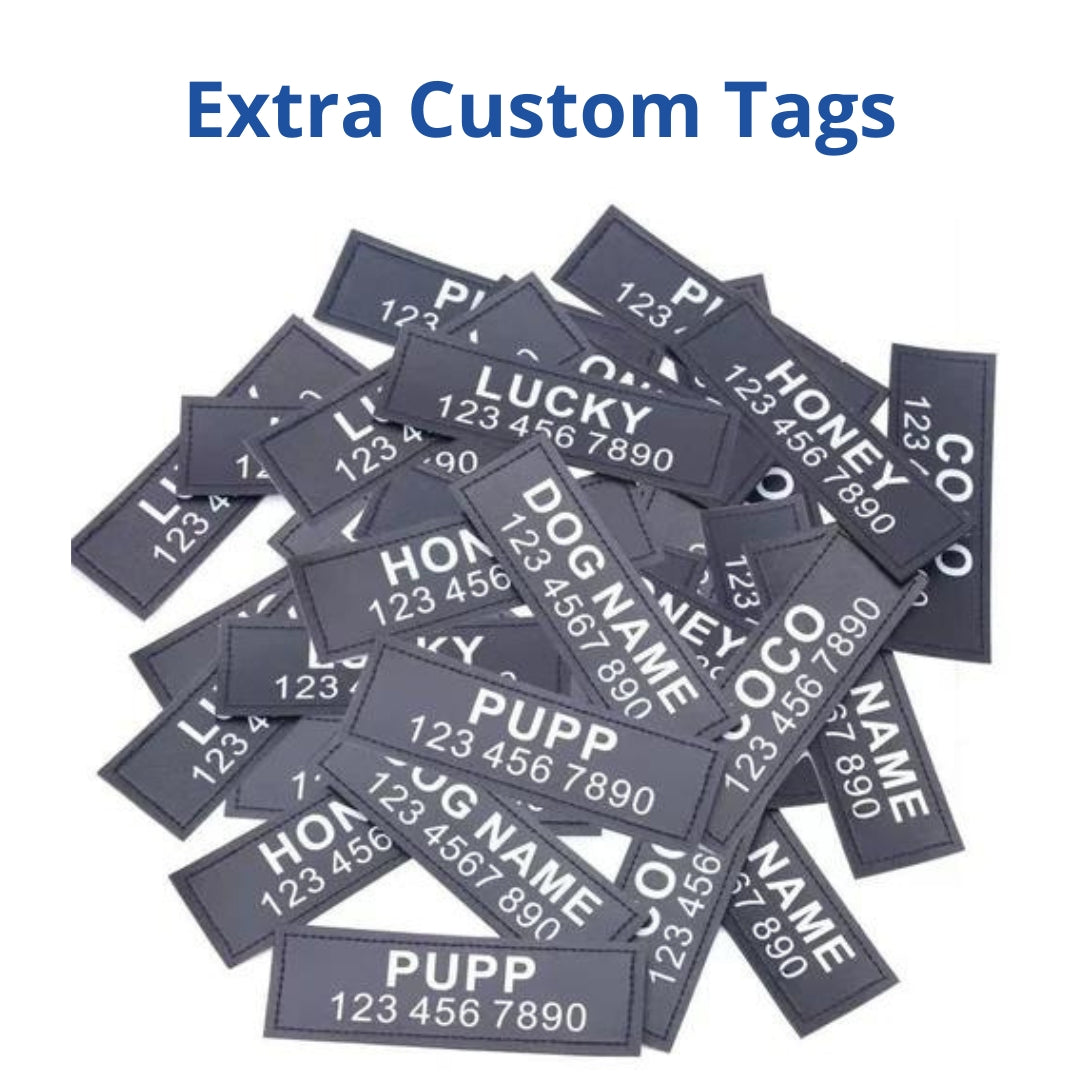 Many name tags with different names and phone numbers