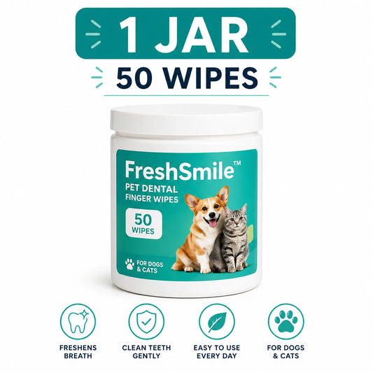 FreshSmile pet dental finger wipes 1 jar with 50 wipes for dogs and cats