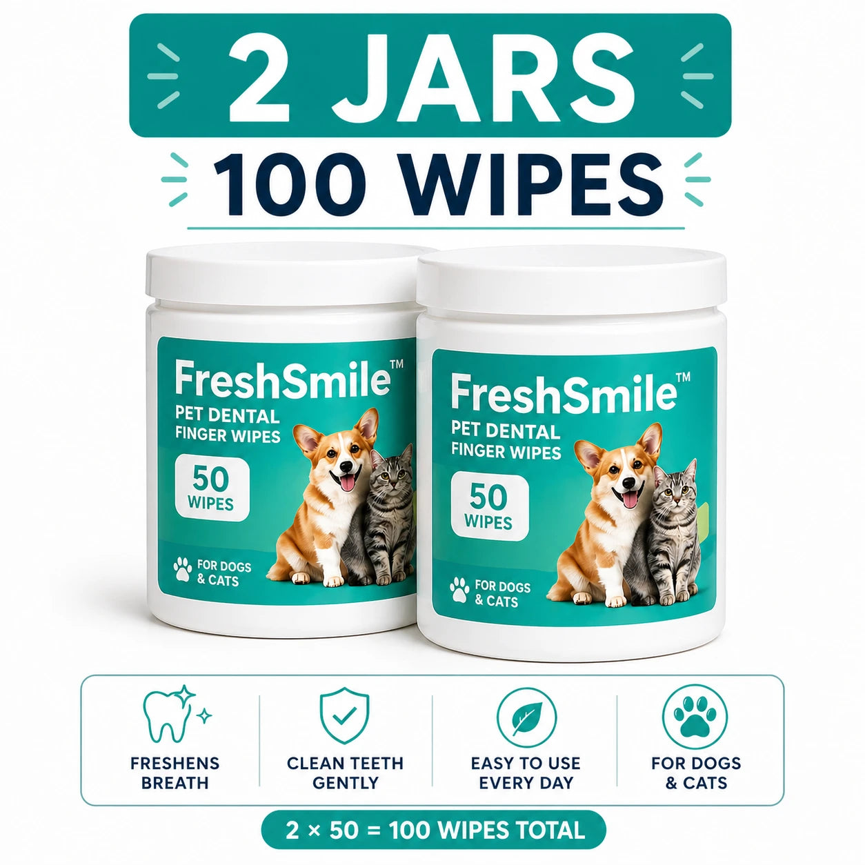 DrPawsShop™ FreshSmile™ Pet Dental Finger Wipes - DrPawsShop™