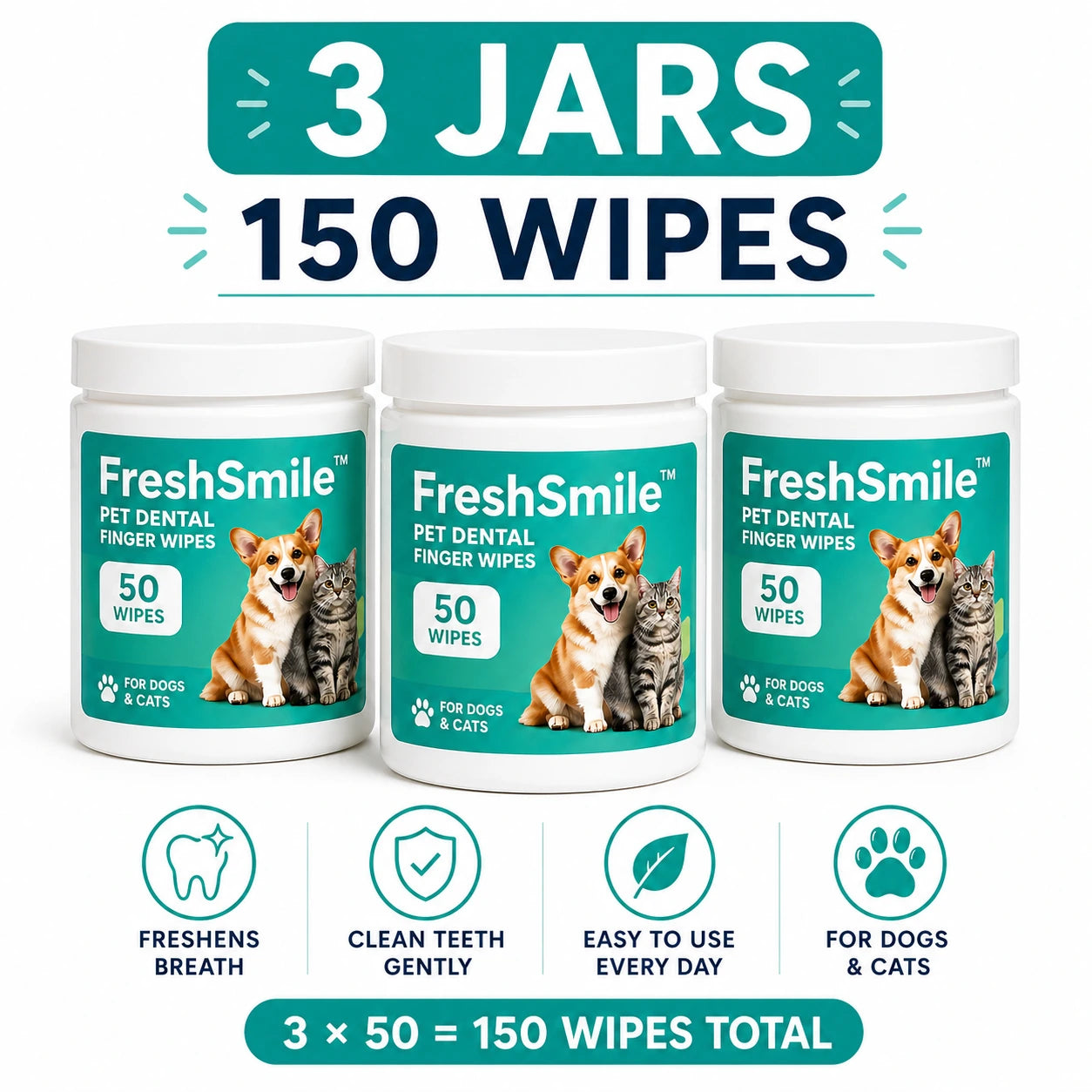 DrPawsShop™ FreshSmile™ Pet Dental Finger Wipes - DrPawsShop™