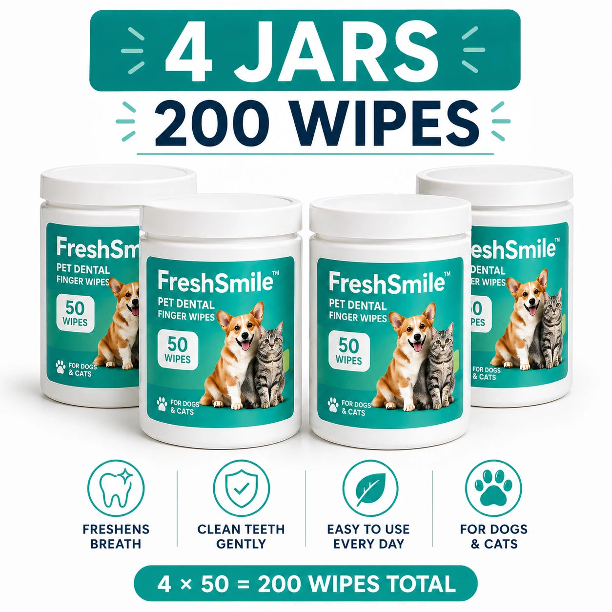DrPawsShop™ FreshSmile™ Pet Dental Finger Wipes - DrPawsShop™
